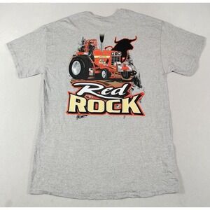 Gildan Red Rock Shirt Mens Large Gray Tractor Pull Rodeo Bull Graphic Tee
